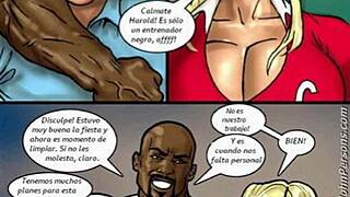 现场#1 视频: Two attractive blondes wager on a massive ebony sh...