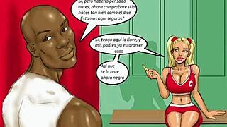 现场#2 视频: Two attractive blondes wager on a massive ebony sh...